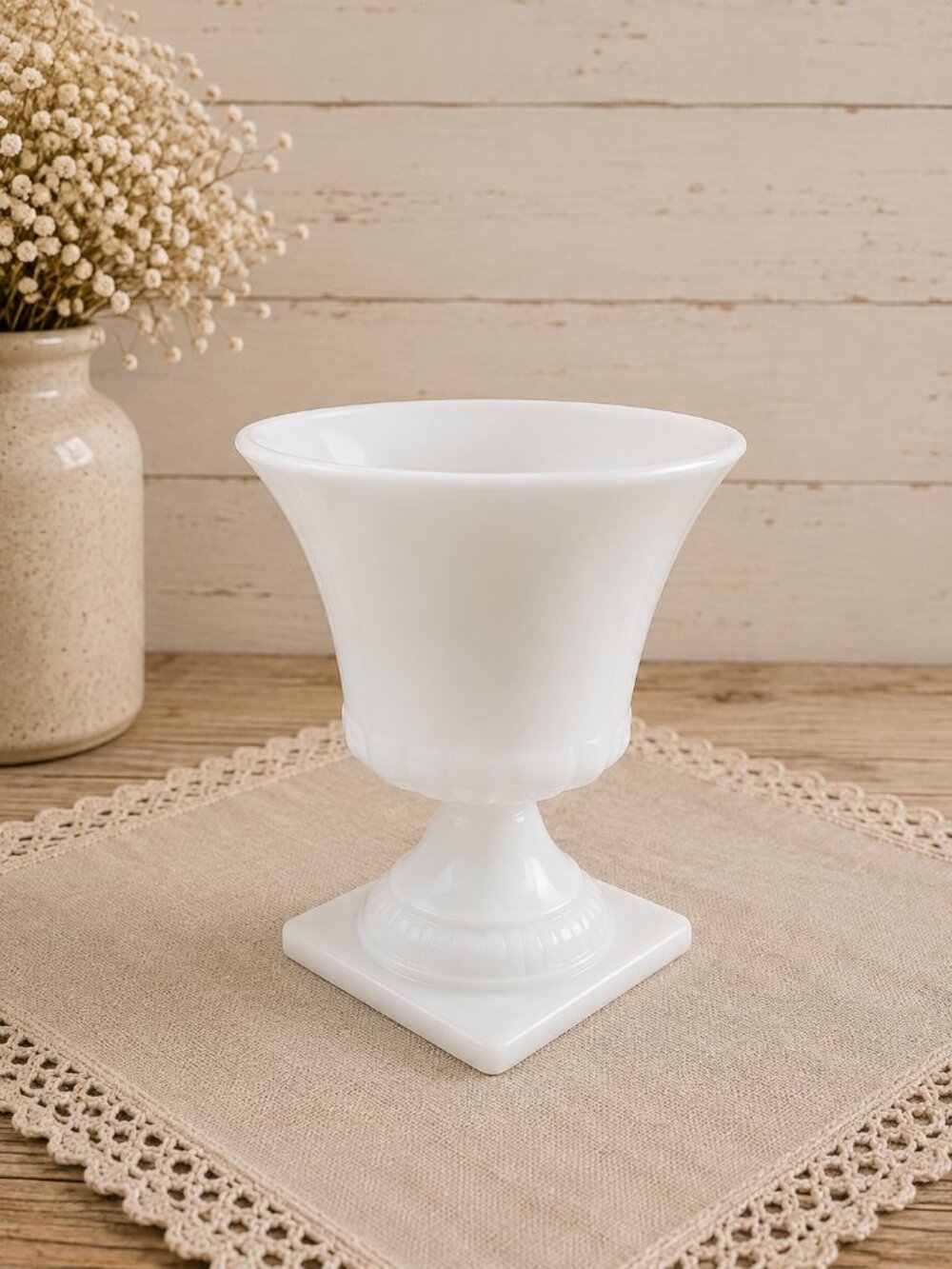 E.O. BRODY | Vintage Milk Glass Pedestal Planter Vase